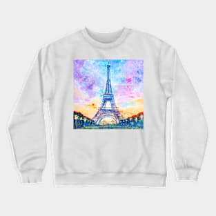 Eiffel Tower. Purple Evening Crewneck Sweatshirt